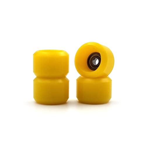 SPITBOARDS® Fingerboard Pro Wheels with Real Ball Bearings, Professional CNC Polyurethane Quality, Street Wheels Shape (Yellow) - color: Yellow