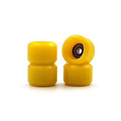 SPITBOARDS® Fingerboard Pro Wheels with Real Ball Bearings, Professional CNC Polyurethane Quality, Street Wheels Shape (Yellow) - color: Yellow