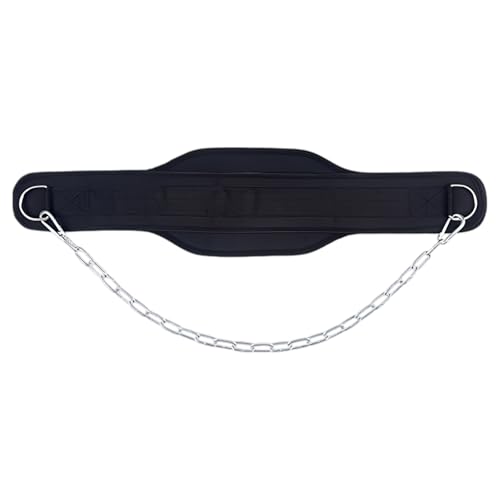 Weight Lifting Belt with 35.4 in Chain, Fitness Dip Belt for Pull-Ups and Dips, Double Layer Gym Weight Belt, D-Ring Fast Loading, Strength Training Workout Belt