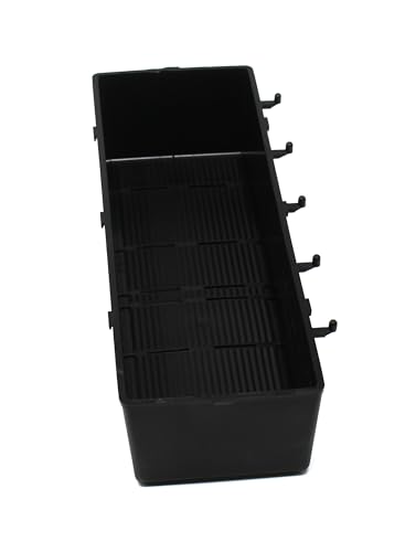 JSP Manufacturing Plastic Pegboard Storage Bins (4 Pack) | 11.25-Inch Parts Organizer for Crafts & Hardware | Fits 1/4-Inch Holes ONLY | Black