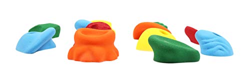 Atomik Rock Climbing Holds Set of 12 Large Bolt-On Classic Jugs in Assorted Bright Tones