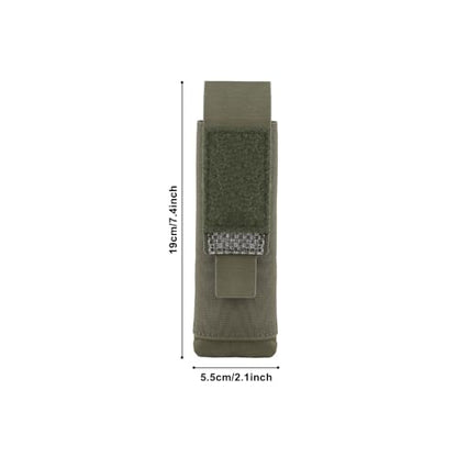 Tactical Flashlight Holster, Molle Flashlight Torch Pouch, Vertical Small Tool Bag Organizer for Camping Hiking Climbing Backpack Belt - color: Green