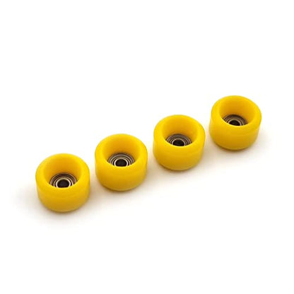 SPITBOARDS® Fingerboard Pro Wheels with Real Ball Bearings, Professional CNC Polyurethane Quality, Street Wheels Shape (Yellow) - color: Yellow