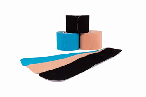 axion Kinesiology Tapes PRECUT Mix Set | 60 Pre-Cut Multicolored Sport Tape Strips 10 x 2 in - on 3 Rolls | Waterproof • Skin-Friendly • Elastic | Kinesiology Tapes Ideal for Sports - color: 01) 3 Mix Set Precut