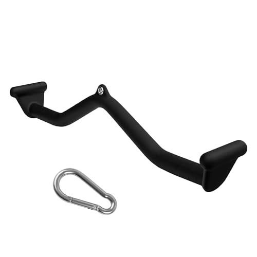 BLUSLM Lat Pull Down Bar T bar Row Attachment, V Bar Tricep Lat Pulldown Attachments, Back Strength Training Bar for Home Gym Exercise Cable Machine Attachments - color: Black 05