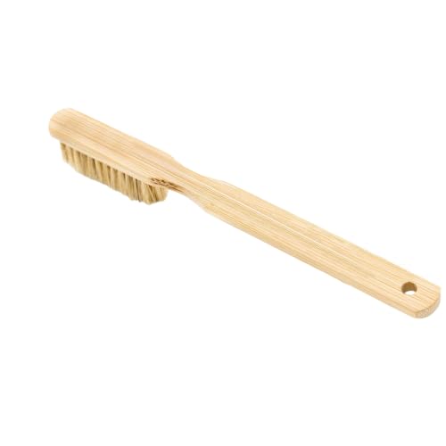 Climbing Brush Wood Handle, Natural Fiber Head, 20cm / 7.87in Long Shape with Tail Hole for Chalk Buildup on Holds and Pockets Hold Care Crag Brush Route Grip Prep Tool Climber Accessory Pocket Chalk