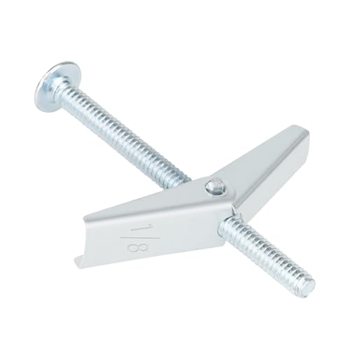 50 Pcs 1/8 Inch Heavy Duty Metal Drywall Anchors Kit | Toggle Bolts and Wing Nuts Set for Hanging Lamps Heavy Items, Butterfly Anchors for Ceiling, Sheetrock, Hollow Wall - size: 1/8"-100pcs(50sets)