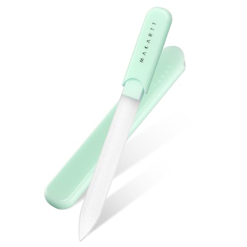Makartt Glass Nail File for Natural Nails: Reusable Nail Care Tool, Green | Fast Shaping & Gentle Smoothing, Double-Sided Sandblasted Surface, Washable, Portable Lightweight Manicure Gift with Case - color: 1pc Green glass nail file