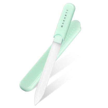 Makartt Glass Nail File for Natural Nails: Reusable Nail Care Tool, Green | Fast Shaping & Gentle Smoothing, Double-Sided Sandblasted Surface, Washable, Portable Lightweight Manicure Gift with Case - color: 1pc Green glass nail file