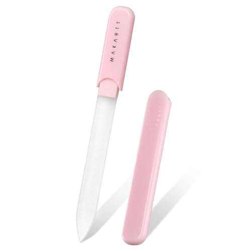 Makartt Glass Nail File for Natural Nails: Reusable Nail Care Tool, Pink | Fast Shaping & Gentle Smoothing, Double-Sided Sandblasted Surface, Washable, Portable Lightweight Manicure Gift with Case - color: 1pc Pink glass nail file
