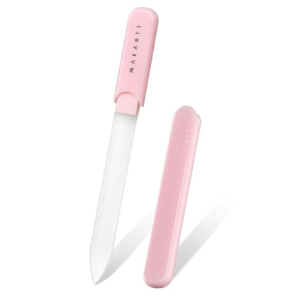Makartt Glass Nail File for Natural Nails: Reusable Nail Care Tool, Pink | Fast Shaping & Gentle Smoothing, Double-Sided Sandblasted Surface, Washable, Portable Lightweight Manicure Gift with Case - color: 1pc Pink glass nail file