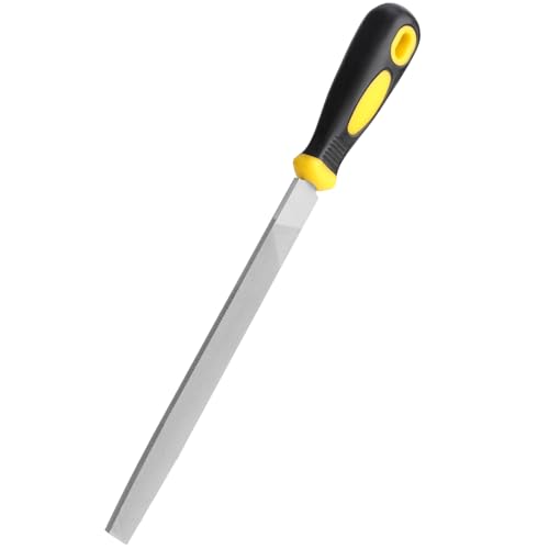 8in Flat Hand Metal File, Total 12in Length, Ergonomic Rubberized Handle, Uniform Teeth, Strength High Carbon Steel, perfect for Long Time Use for Trimming, Sharping Metal, Stone, Wood, etc.