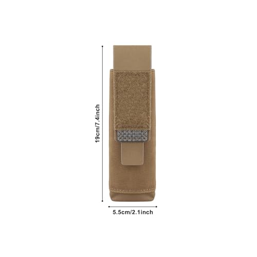 Tactical Flashlight Holster, Molle Flashlight Torch Pouch, Vertical Small Tool Bag Organizer for Camping Hiking Climbing Backpack Belt - color: Brown