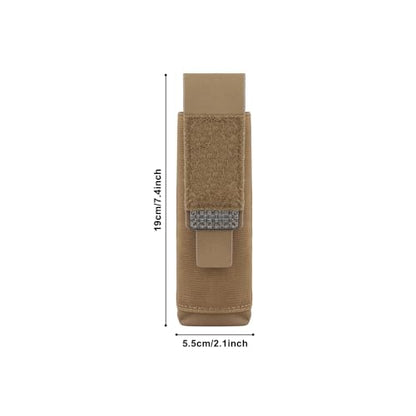 Tactical Flashlight Holster, Molle Flashlight Torch Pouch, Vertical Small Tool Bag Organizer for Camping Hiking Climbing Backpack Belt - color: Brown
