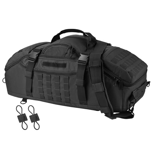 55L Large Travel Gym Duffle Bag Military Tactical Backpack, Army Pack 3 Day Bug Out Bag Rucksack for Outdoor Sport Hiking Camping with Molle System, Black - color: Black, size: 55L