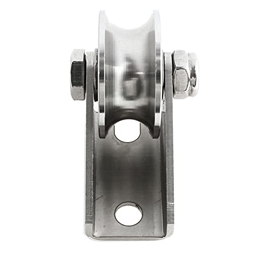 heyous Detachable Oblique Stainless Steel U-Type Groove Sliding Wheel Roller Track Rail Fixed Pulley, Silver Tone - style: U-type pulley
