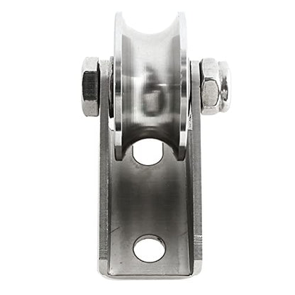 heyous Detachable Oblique Stainless Steel U-Type Groove Sliding Wheel Roller Track Rail Fixed Pulley, Silver Tone - style: U-type pulley