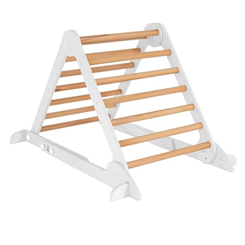 Little Partners Learn 'N Climb Foldable Wooden Climbing Triangle, Wood Climbing Gym for Toddlers, Triangle Climber for Skill-Building and Active Play, White & Natural - color: White W/ Natural