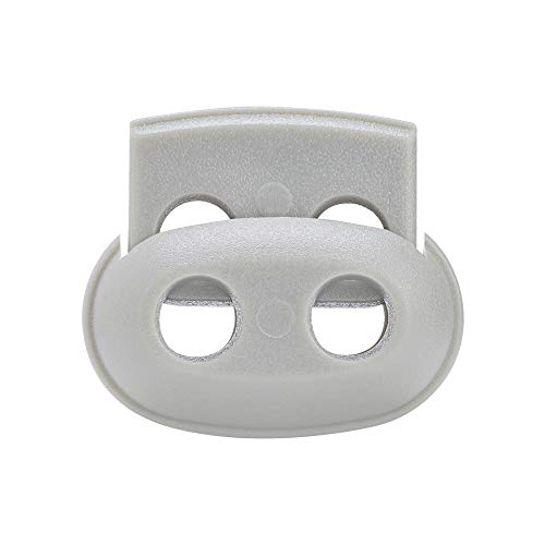 DYZD Plastic Cord Locks Spring Toggle Stopper Double Hole Cord Locks for Drawstring,Clothing, Shoelaces, Backpack, Lanyard(Grey 10PCS) - color: Grey, size: 10PCS