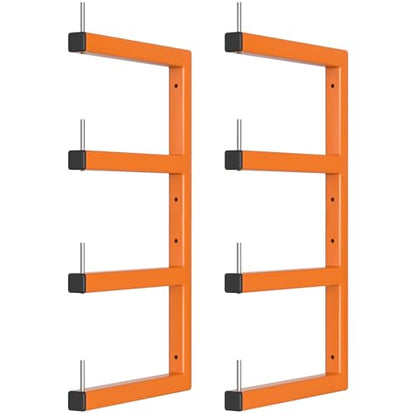 2-Pack Lumber Storage Rack, Wood Storage Racks Wall Mount, Heavy Duty Garage Wood Organizer With 4-Level System, Orange Utility Rack Organization Up 800 Lbs, Metal Lumber Shelf for Indoor and Outdoor - style: E– 2 Pack, 4-Tier