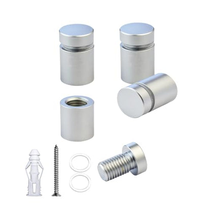 Aluminum Standoff Mounts Screws Satin Chrome E 4 Packs 1/2 x 1/2 | aluminum Sign Standoff screws, Standoff Mounting Hardware, Wall Spacers, For Acrylic frames Signs, satin chrome electroplated - color: Satin Chrome Electroplated, size: 1/2" x 1/2"
