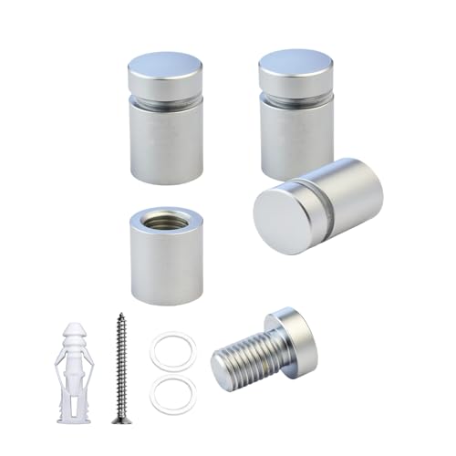 Aluminum Standoff Mounts Screws Satin Chrome E 4 Packs 1/2 x 1/2 | aluminum Sign Standoff screws, Standoff Mounting Hardware, Wall Spacers, For Acrylic frames Signs, satin chrome electroplated - color: Satin Chrome Electroplated, size: 1/2" x 1/2"