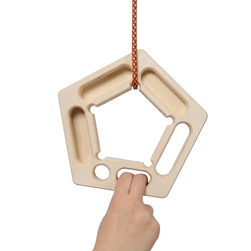 2Pcs Triangle Climbing Hangboard with Rope, Training Finger Grip, Fingerboard Rock Climbing for Outdoor Home - color: Brown-B