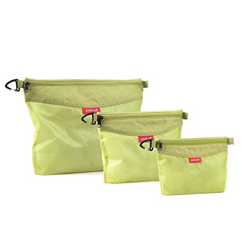 pack all 3 Pcs Water-resistant Material Zipper Pouch Set, Mesh Zipper Bags for Storage, Travel, Office (Green) - color: Green, size: Set