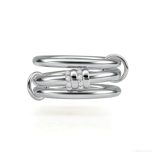 Gold Stackable Rings for Women Non Tarnish, Dainty 14K Gold/Silver Plated Cubic Zirconia Spinelli Ring Chunky Multi Rings Mixed Metals Ring Stack Set Non Tarnish Jewelry - color: Plain-Silver, size: 7