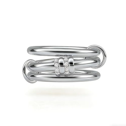 Gold Stackable Rings for Women Non Tarnish, Dainty 14K Gold/Silver Plated Cubic Zirconia Spinelli Ring Chunky Multi Rings Mixed Metals Ring Stack Set Non Tarnish Jewelry - color: Plain-Silver, size: 7