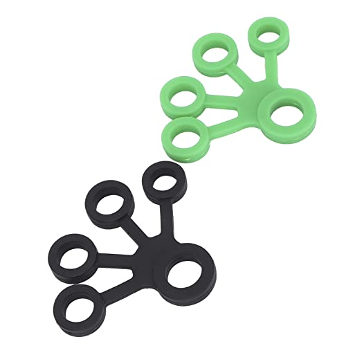 2pcs Silicone Finger Stretcher, Portable Elastic Hand Resistance Bands, Strengthener for Grip Strength Training, Gentle Hand Exerciser for Office & Travel (Dark Green + Black)