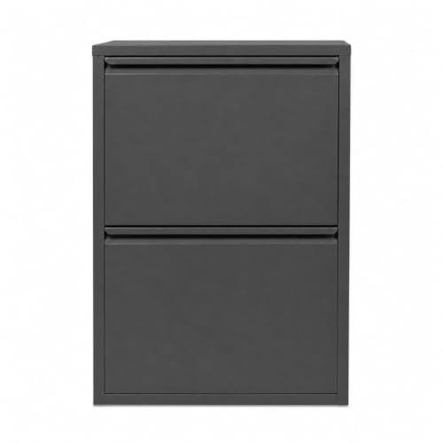 Flip Drawer Shoe Cabinet, Storage Organizer, Freestanding Shoe Rack, Wall Mounted No-Assembly (Gray, 2 Drawer) - color: Grey, size: 2 DRAWER