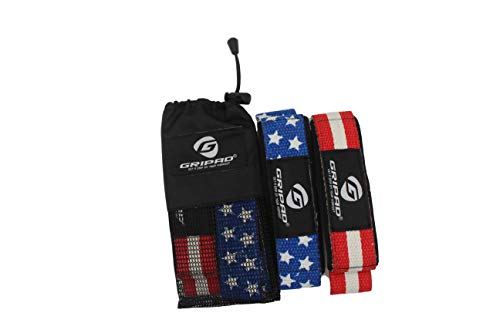 Gripad Heavy Duty Lifting Straps in Carry Pouch - Wrist Strap Set for Weight Lifting, Cross Training & Power Lifting - Strong Neoprene Gym Workout Deadlift Enhanced Grip and Stability - color: US flag