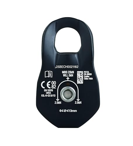 Petzl, FIXE, Compact Pulley with Fixed Side Plates, Black - color: Black