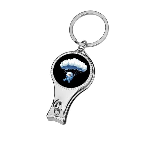 Cloud Paragliding Paraglider Skydiving Nail Clipper with File Portable Metal Fingernail with Key Ring for Traveling Home Office