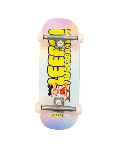 LEEFAI Pro Fingerboard Complete, Pre-Assembled Finger Skateboard Setup Canadian Maple Wood Deck Measure 34x96mm, Boxy Shape (Skate Girl)