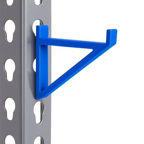 Garage Storage Utility Hooks (4-Pack) – Keyhole Shelving Hook Fits Standard Boltless Uprights – Strong Organization for Workshop & Shelves (Blue) - color: Blue