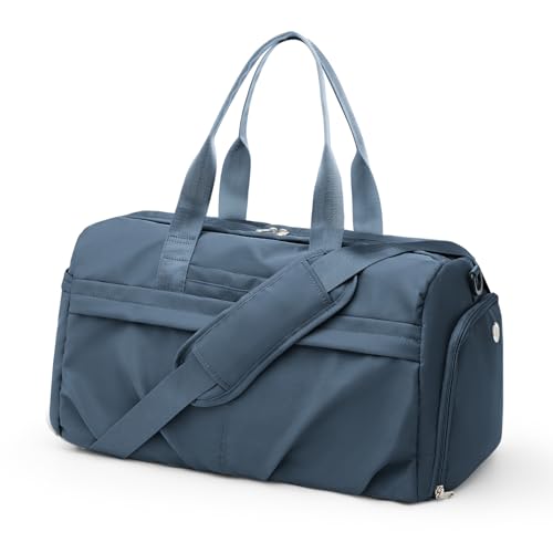 Gym Bag for Women Men with Shoe Compartment, Sport Duffel Bag, Waterproof Travel Weekender Overnight Carry on Bag for Yoga with Trolley Sleeve, Jewel Blue - color: A1-Jewel Blue