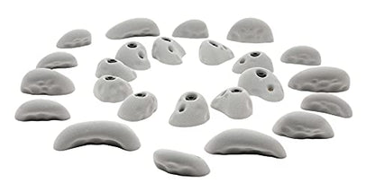 Atomik Rock Climbing Holds Set of 24 Golfus Style Climbing Holds in Gray with Outdoor Hardware