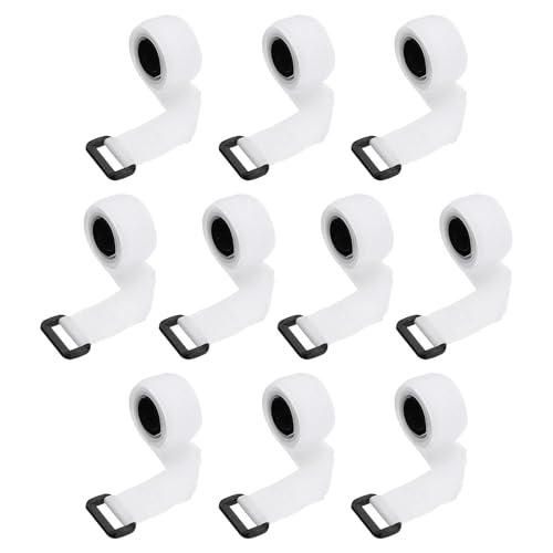 PATIKIL 0.8"x20" Reusable Cinch Straps, 10Pcs Adjustable Nylon Multipurpose Hook and Loop Cable Securing Straps with Plastic Buckle for Organizer Storage Cables Cords Ropes, White - color: White, size: 0.8" x 20"
