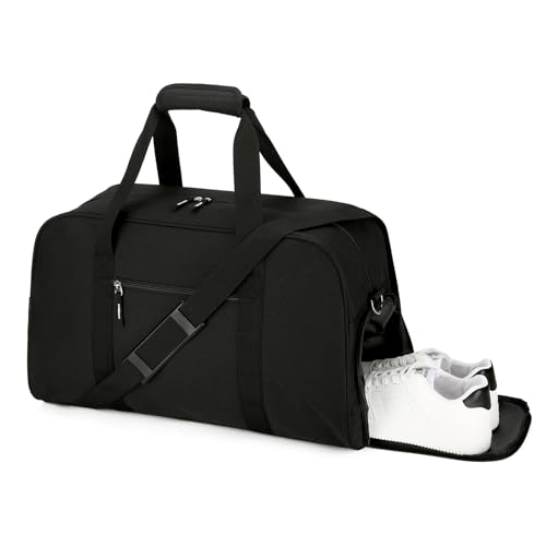 Searock 45L Gym Bag for Men & Women with Shoe Compartment, 21” Large Duffle Bag for Travel, Sports, Fitness & Workout, Black - color: Black