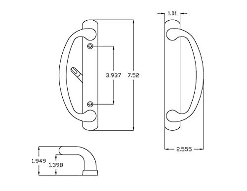 Rockwell Security Charlotte Patio Sliding Door Handle Set White Finish Fits 3-15/16 Inch CTC Screw Holes for Residential Use - color: White