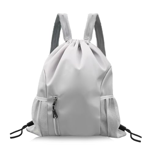String Backpack, Unisex, Drawstring Backpack Lightweight and Waterproof, Suitable for Sports Travel Fitness Outdoor (gray) - color: Gray