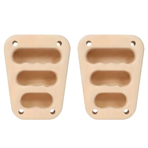 2 Pcs Wood Climbing Hangboard, Portable Hangboard With 3 Finger Grooves, Trapezoid Rock Climbing Holds, For Finger Strength Training, Home Gym & Pull Up Bar
