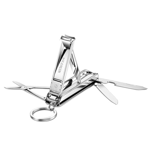Portable Nail Clippers,Medical Grade Stainless Steel Foldable Nail Cutter with Leather Case, Ultra Slim Travel Design - size: 1 Count (Pack of 1)