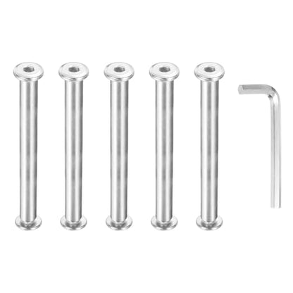 PATIKIL M6x6mm Hex Chicago Screws 8x80mm, 5Pcs 304 Stainless Steel Metric Hex Drive Socket Cap Binding Post Screw Posts for Scrapbook Leather Belt Album Furniture Repair, Silver - size: M6x6mm, 8x80mm