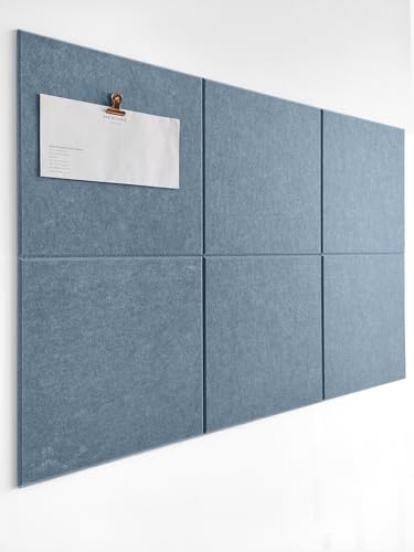 Cork Board 24 x36 Alternative - 6 Pack Felt Wall Tiles with Safe Removable Adhesive Tabs, Cork Boards for Walls Cork Board for Home Office Pin Board Tack Board - Gray Blue - color: Gray Blue, size: 6 Panels
