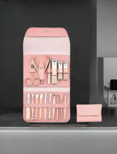 16pcs Nail Clippers Kit, Ultra Sharp Sturdy Fingernail Cutters, Professional Nail Clippers Pedicure Care Tools, Toenail Clipper Cutters for Men and Women Nail Trimmer,Luxury Gold Color,Pink - color: Pink