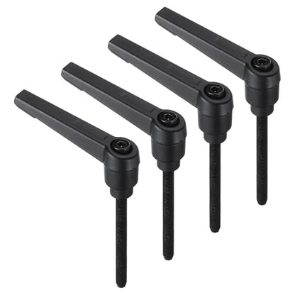 uxcell 4pcs Clamping Lever Handles, M5 x 50mm Black Oxide Carbon Steel Threaded Male Stud, Adjustable Handles Locking Quick Release Ratchet Push Button Bolt Knobs, Black - size: M5 x 50mm