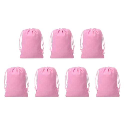 Drawstring Dice Bag 3.54" x 4.72" Durable Flocking Cloth Tarot Card Bag Perfect for Dice Storage & Jewelry & Chess & Cosplay Coin & Board Gaming Accessories (Pink, 7pcs) - color: Pink, size: 3.54"x4.72"